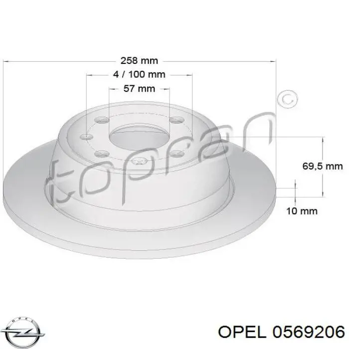Задні дискові гальма Opel 0569206 ціна, від 22.80 USD