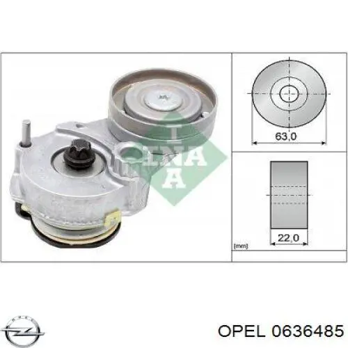 Натягувач приводного ременя Opel 0636485 ціна, від 40.73 USD