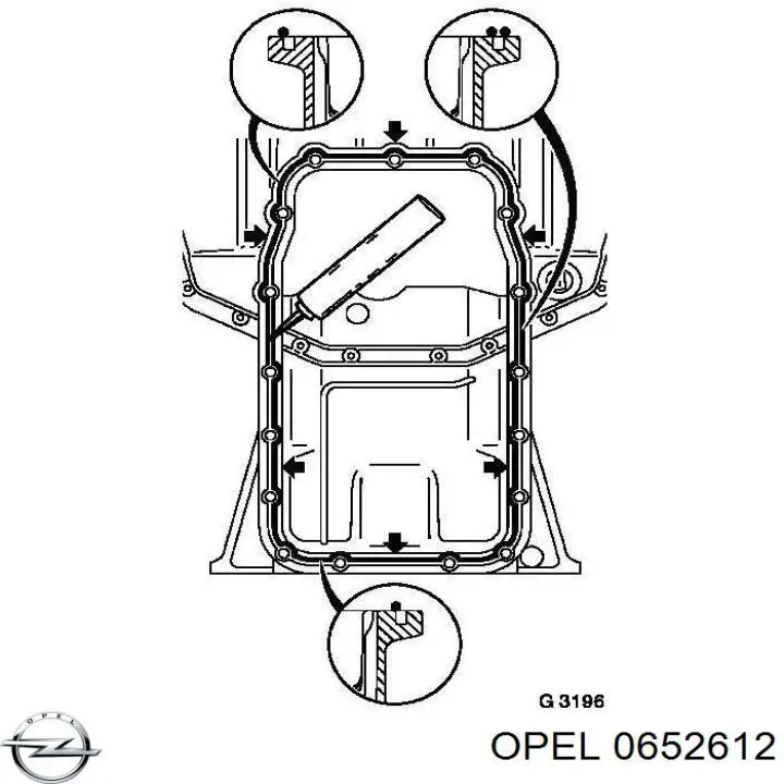 0652612 Opel прокладка піддону картера двигуна, верхня