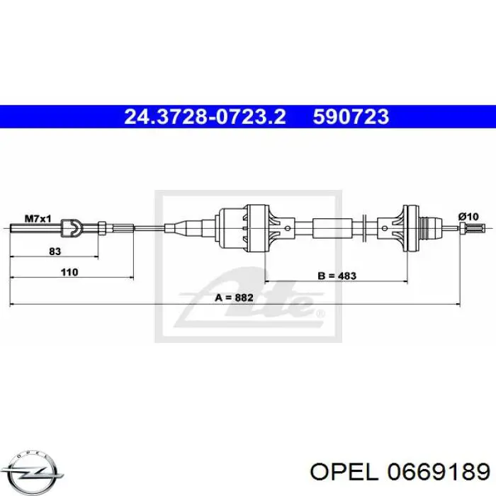 Трос зчеплення Opel 0669189 ціна, від 6.70 USD