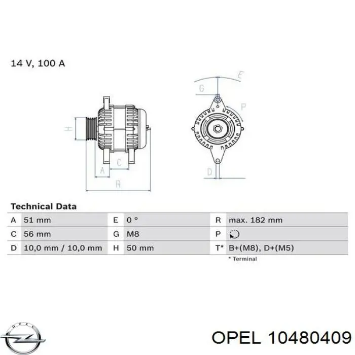 Генератор Opel 10480409 ціна, від 53.13 USD