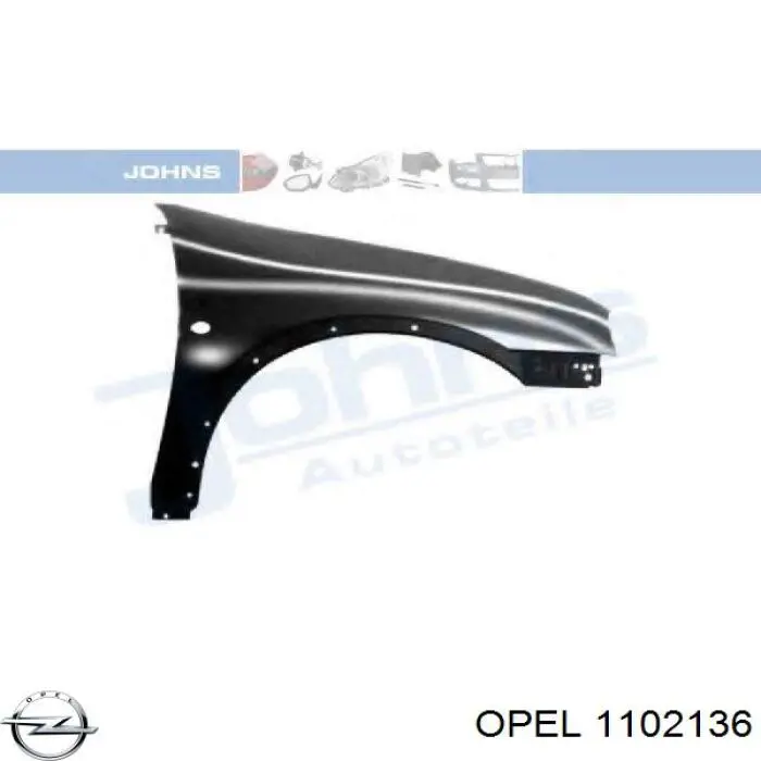 1102136 Opel крило переднє праве