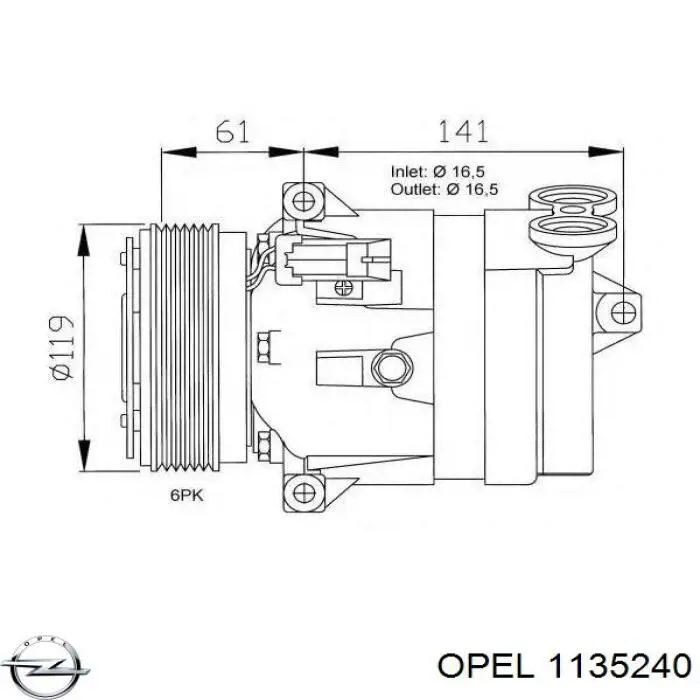 Купити 1135240 Opel Компресор кліматичної установки