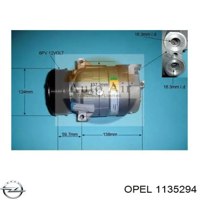 Компресор кондиціонера 1135294 Opel