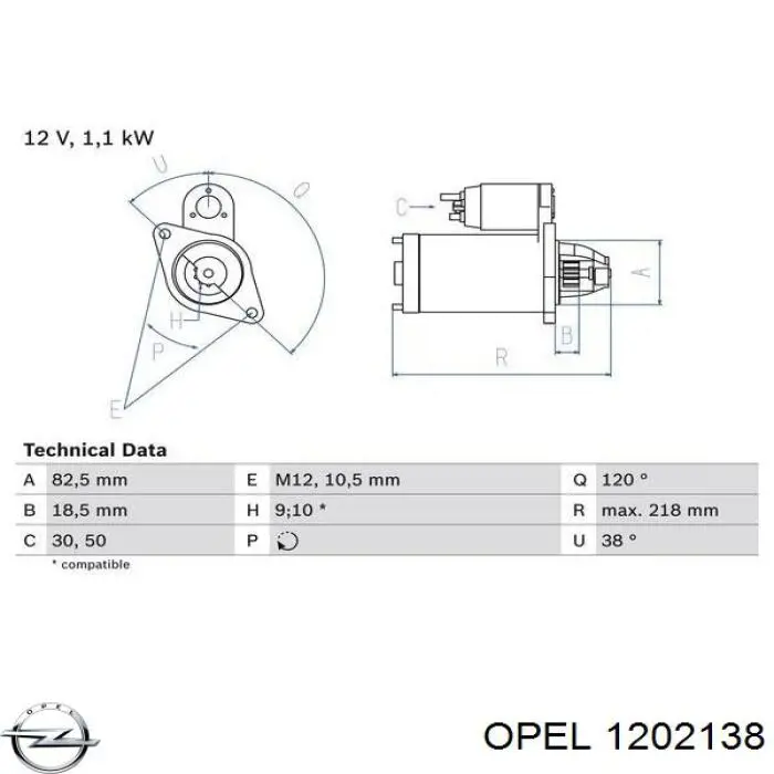 Купити 1202138 Opel Стартер