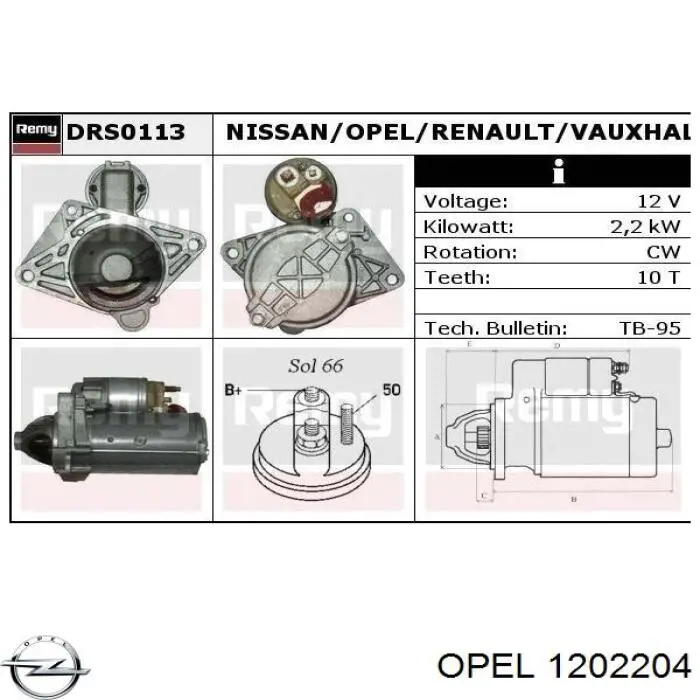 Стартер Opel 1202204 ціна, від 101.91 USD