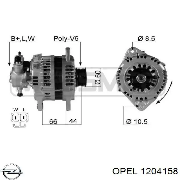 Генератор 1204158 Opel