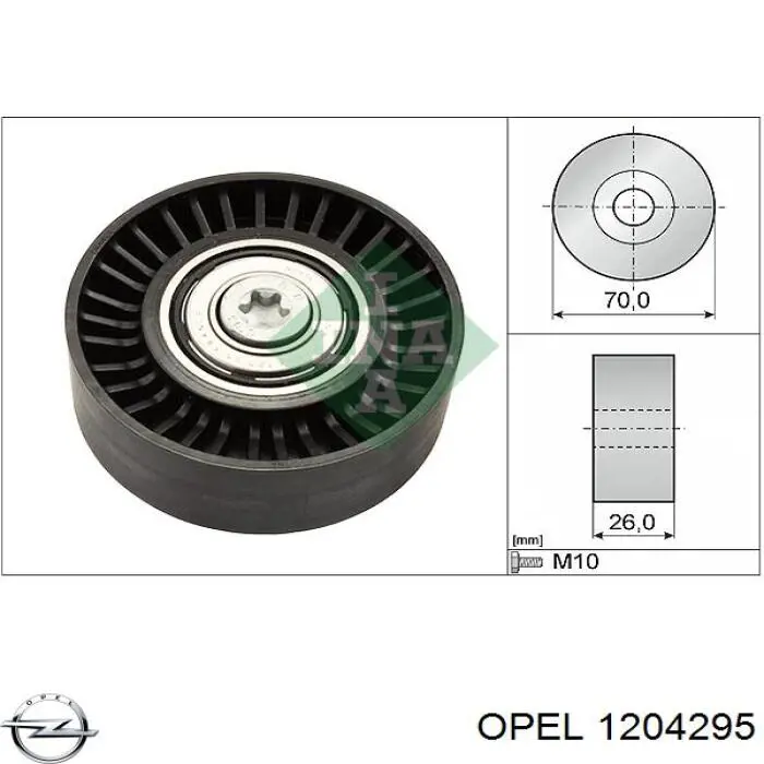 1204295 Opel ролик приводного ременя, паразитний