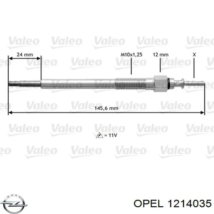 Свіча накалу Opel 1214035 ціна, від 11.56 USD