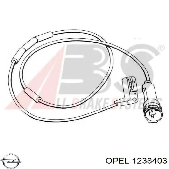 1238403 Opel датчик зносу гальмівних колодок, передній