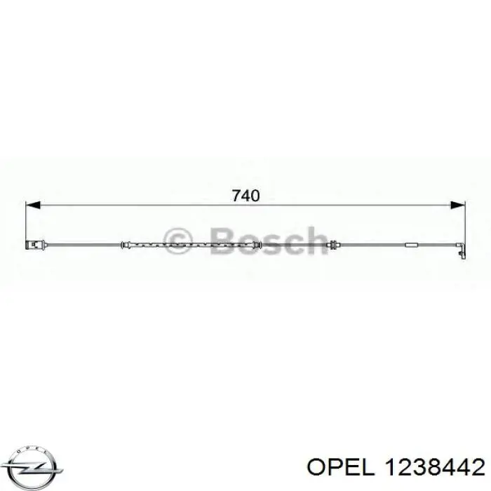 1238442 Opel датчик зносу гальмівних колодок, передній