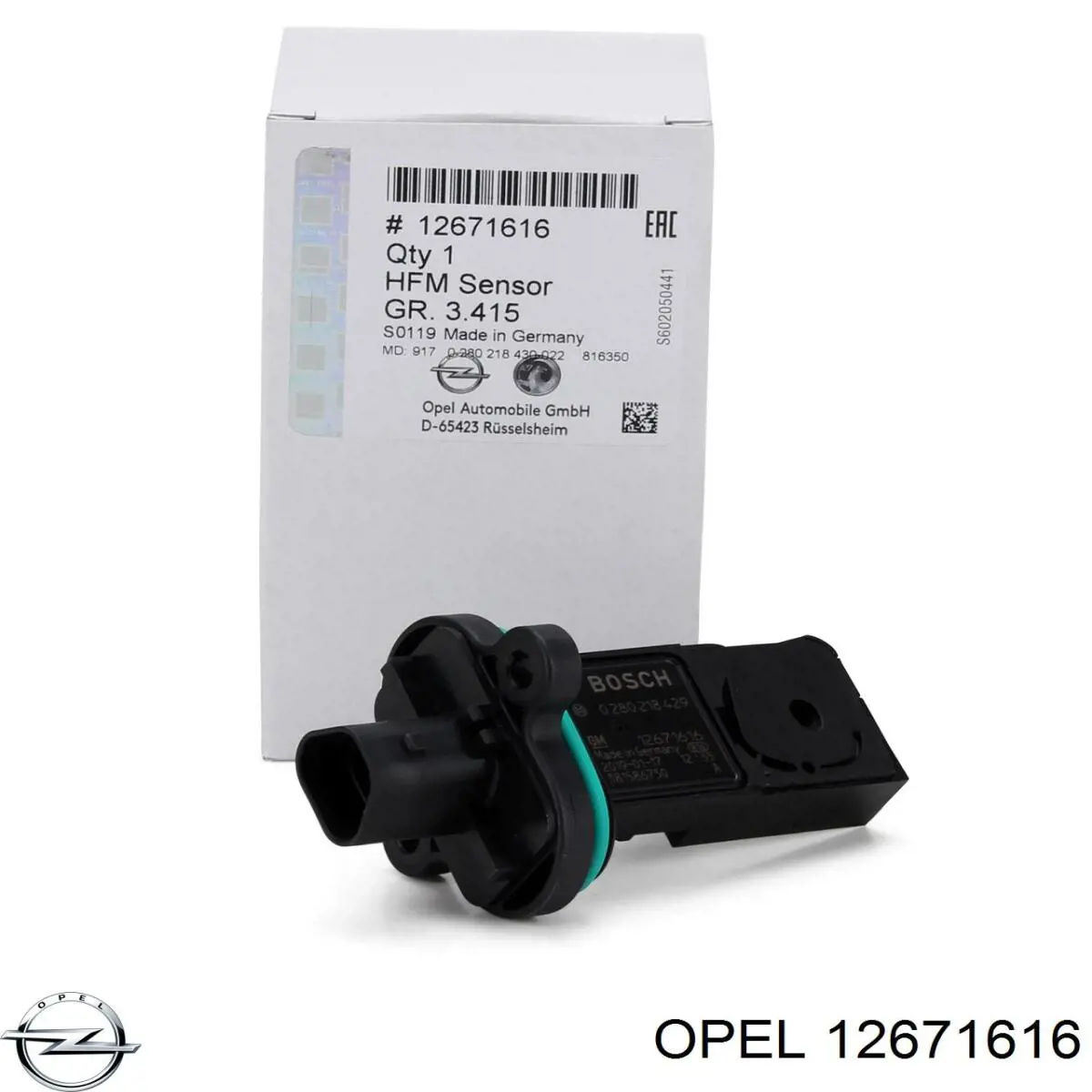 Датчик масової витрати повітря Opel 12671616 ціна, від 42.47 USD