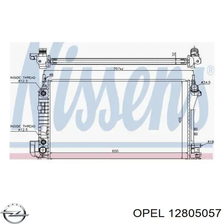 Радіатор охолодження двигуна 12805057 Opel