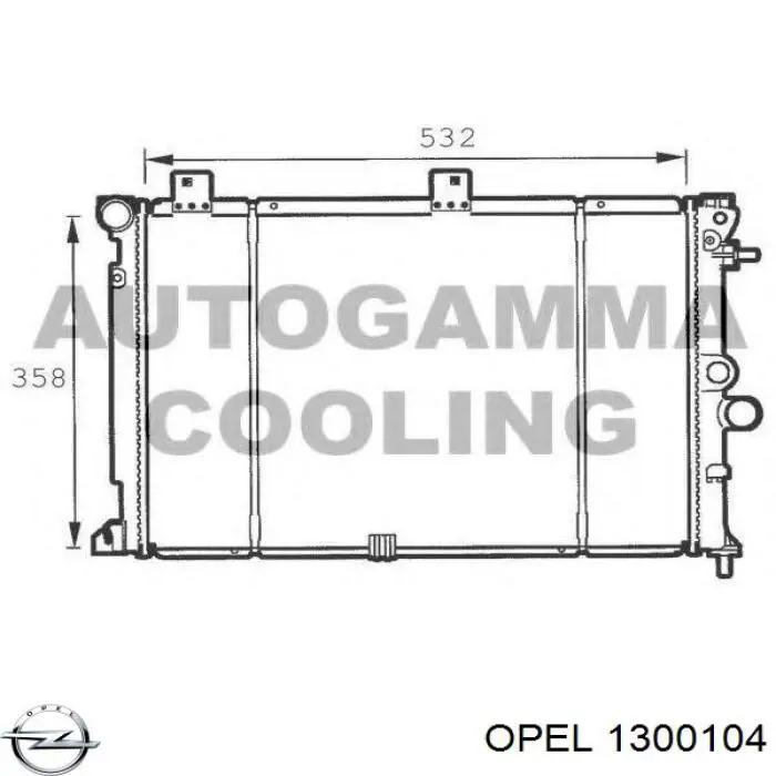 Радіатор охолодження двигуна 1300104 Opel
