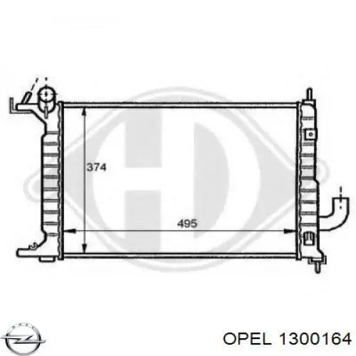 Радіатор охолодження двигуна 1300164 Opel