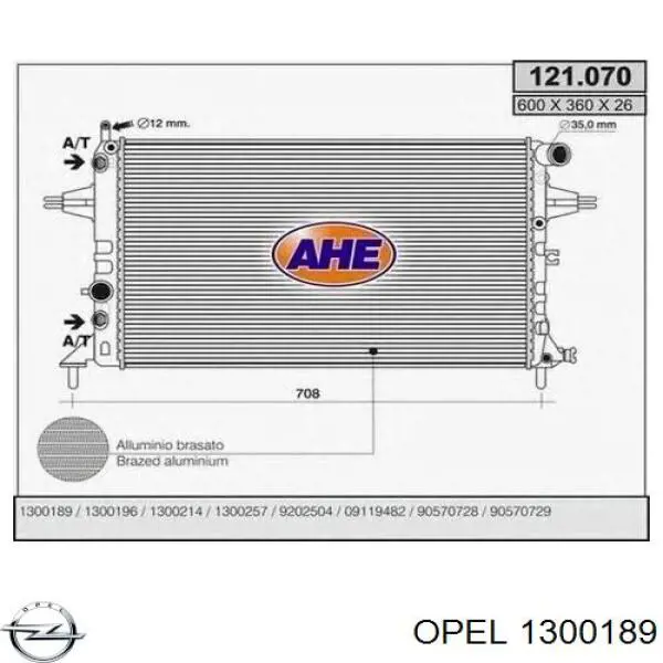 1300189 Opel Радіатор охолодження двигуна
