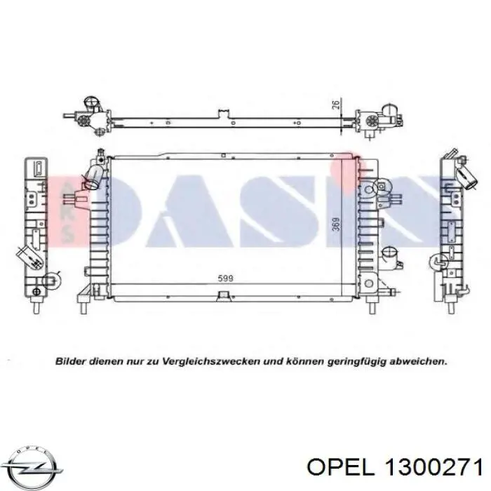 Радіатор охолодження двигуна 1300271 Opel