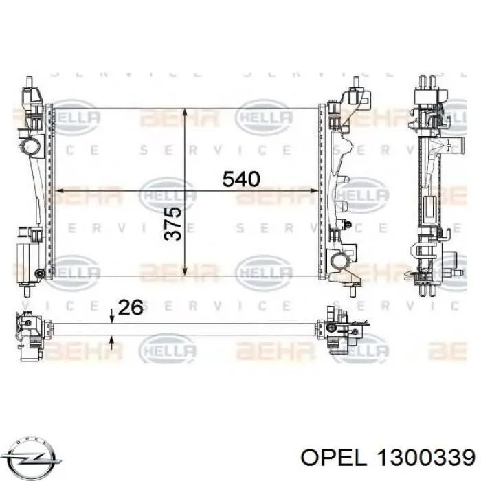 1300339 Opel радіатор охолодження двигуна