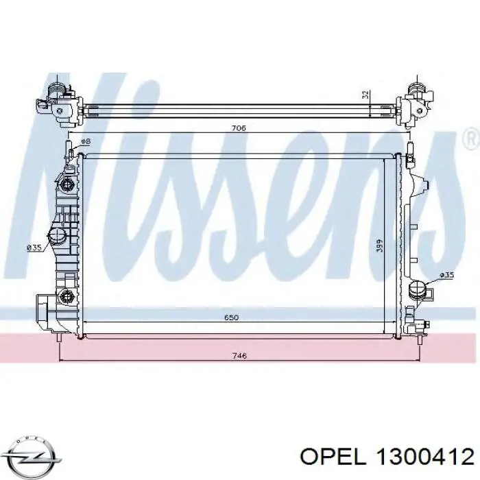 Радіатор охолодження двигуна 1300412 Opel