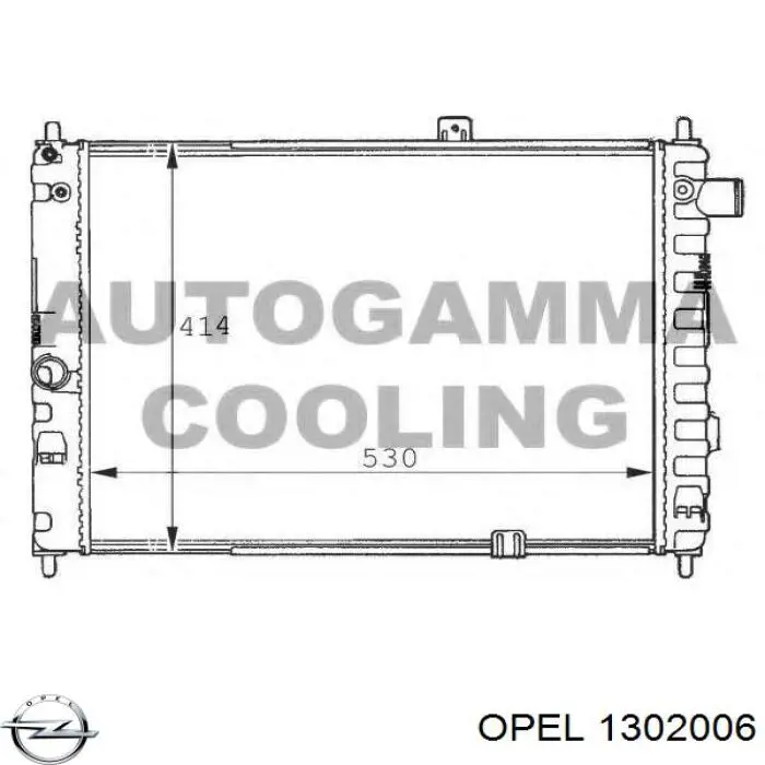 Радіатор охолодження двигуна 1302006 Opel