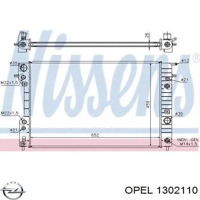 1302110 Opel радіатор охолодження двигуна