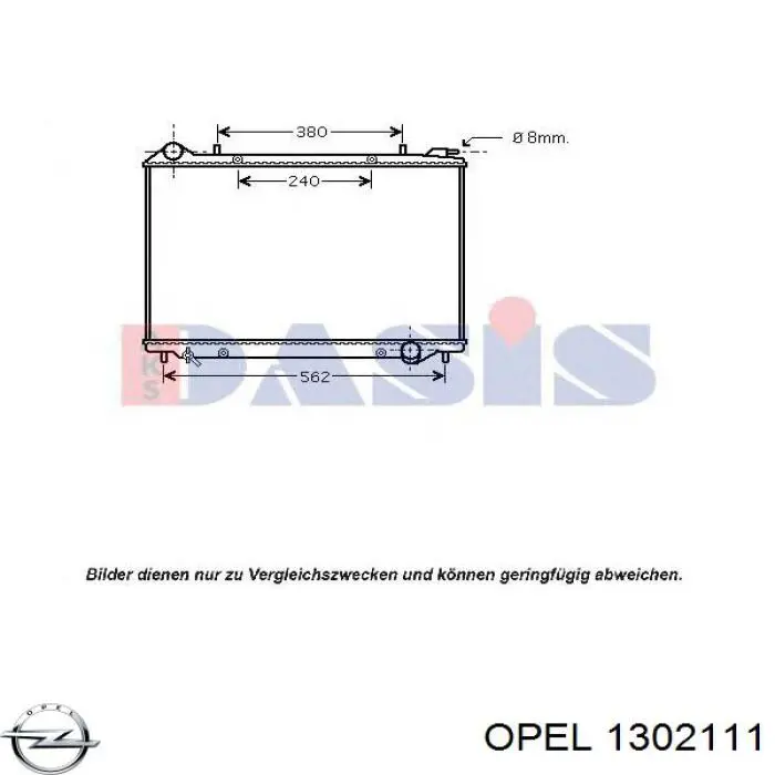 Радіатор охолодження двигуна 1302111 Opel