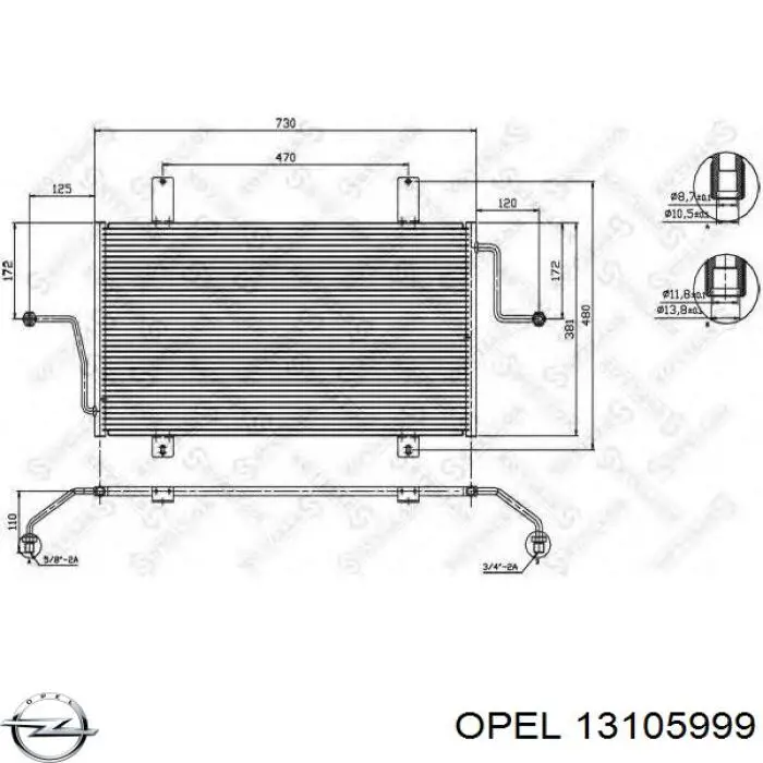Конденсатор кондиціонера Opel 13105999 ціна, від 104.22 USD