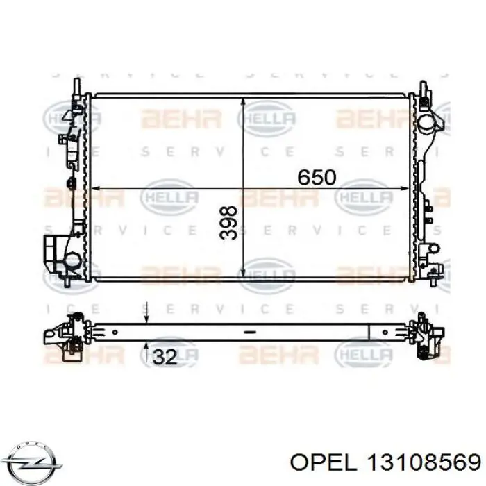 Купити 13108569 Opel Радіатор двигуна