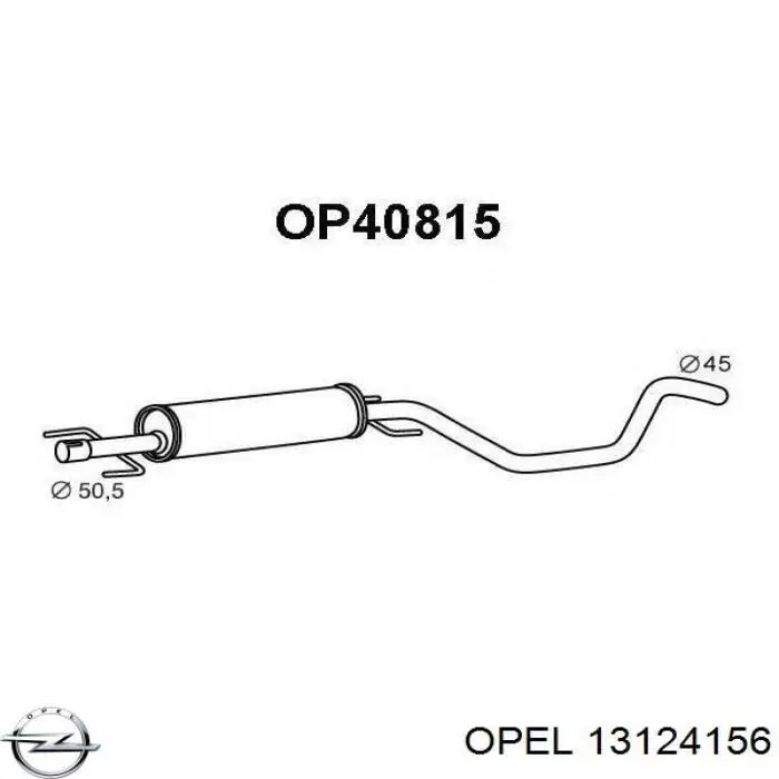 13124156 Opel глушник, центральна частина