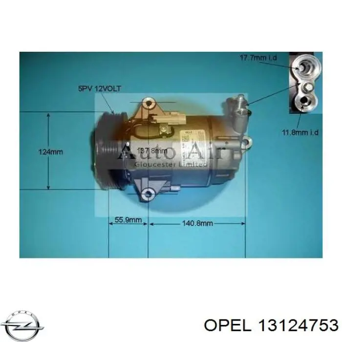Компресор кондиціонера 13124753 Opel