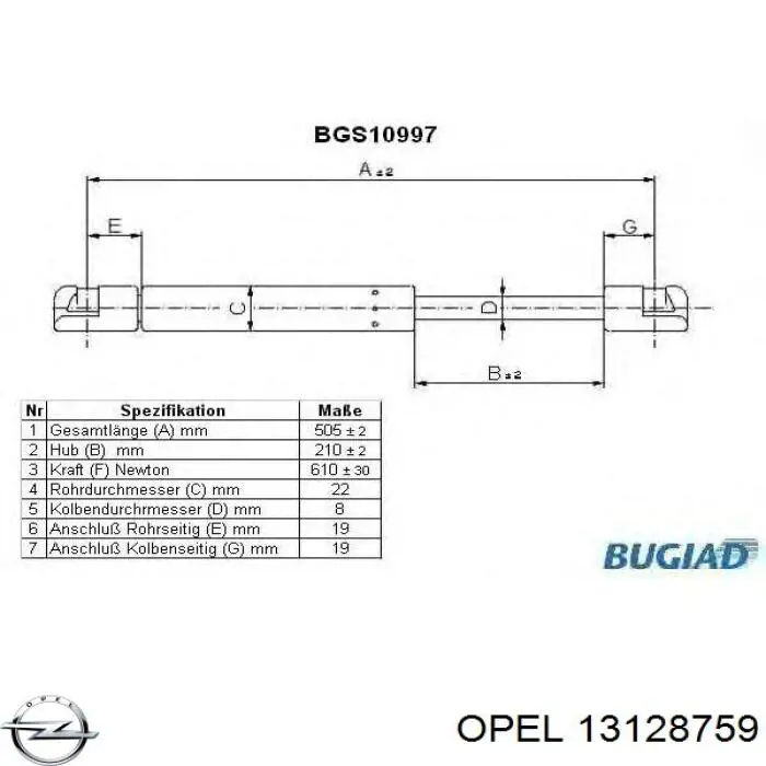Амортизатор двері задньої Opel 13128759 ціна, від 10.01 USD