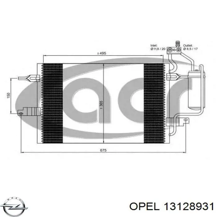 Конденсатор кондиціонера Opel 13128931 ціна, від 79.32 USD