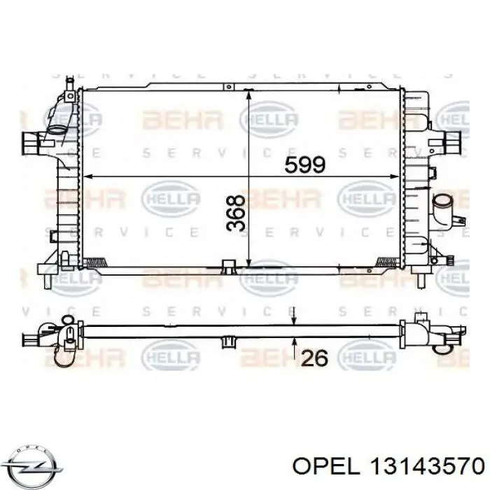 Радіатор основний Opel 13143570 ціна, від 67.54 USD