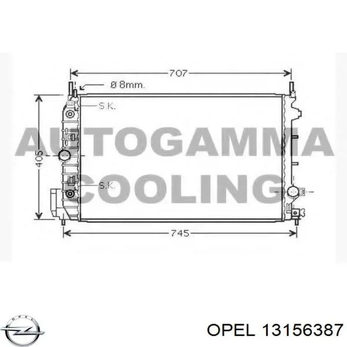 Радіатор охолодження двигуна 13156387 Opel