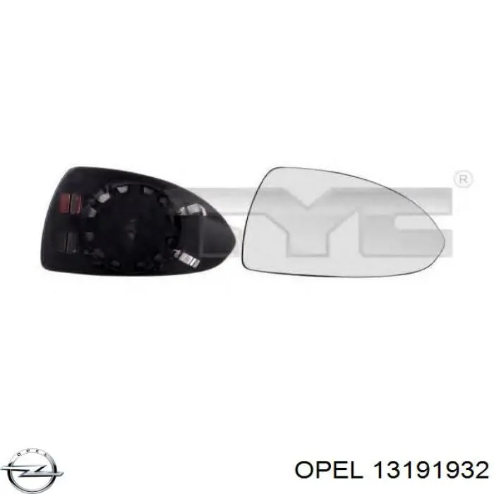 13191932 Opel дзеркальний елемент дзеркала заднього виду, правого