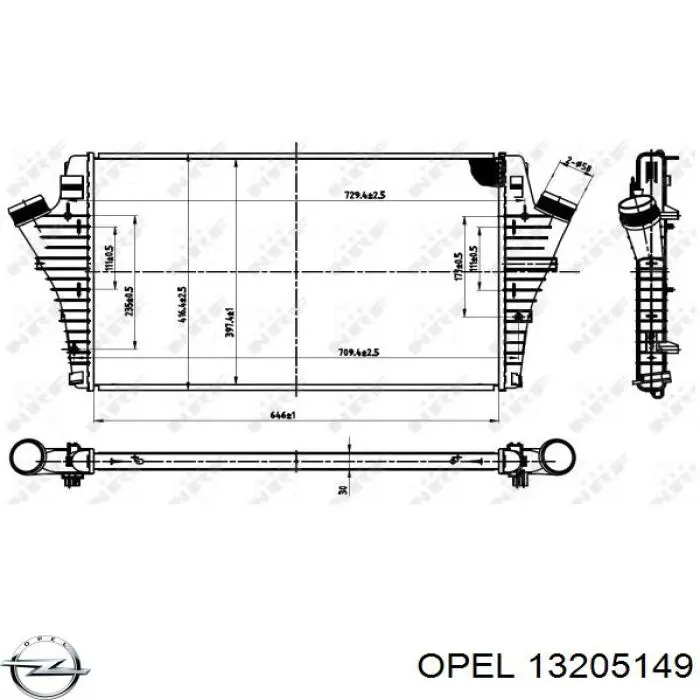 Радіатор интеркуллера 13205149 Opel