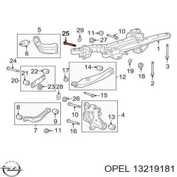 Болт кріплення заднього розвального важеля, внутрішній Opel Insignia A (G09) (Опель Інсігнія)