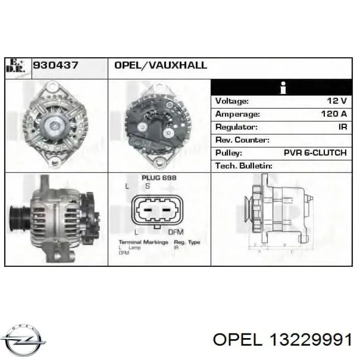 93191921 Opel Авто генератор