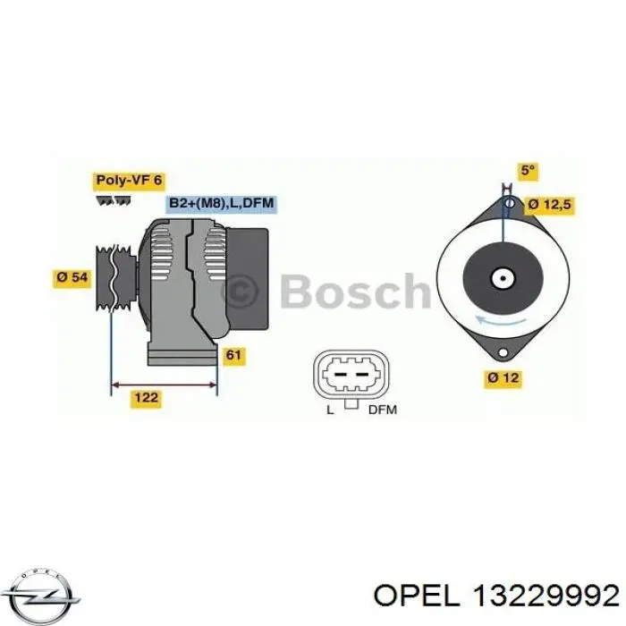 Генератор автомобільний Opel 13229992