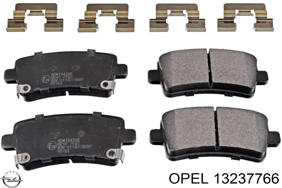 13237766 Opel Колодки гальмівні задні, дискові