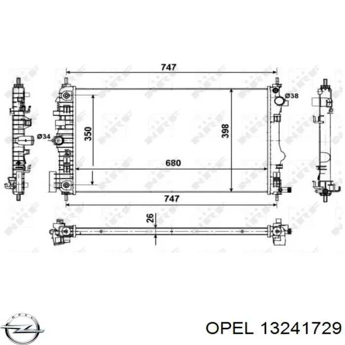 13241729 Opel Радіатор охолодження двигуна