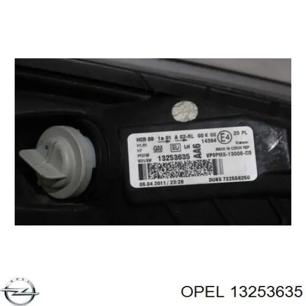 Фара ліва 13253635 Opel