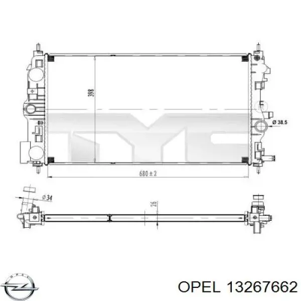 Купити 13267662 Opel Радіатор двигуна