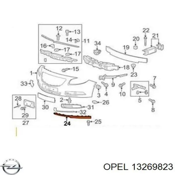 Спойлер переднього бампера Opel Insignia A (G09) (Опель Інсігнія)