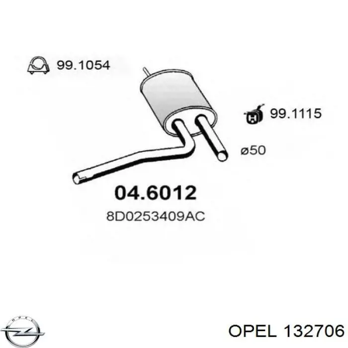 132706 Opel амортизатор кришки багажника/ двері 3/5-ї задньої