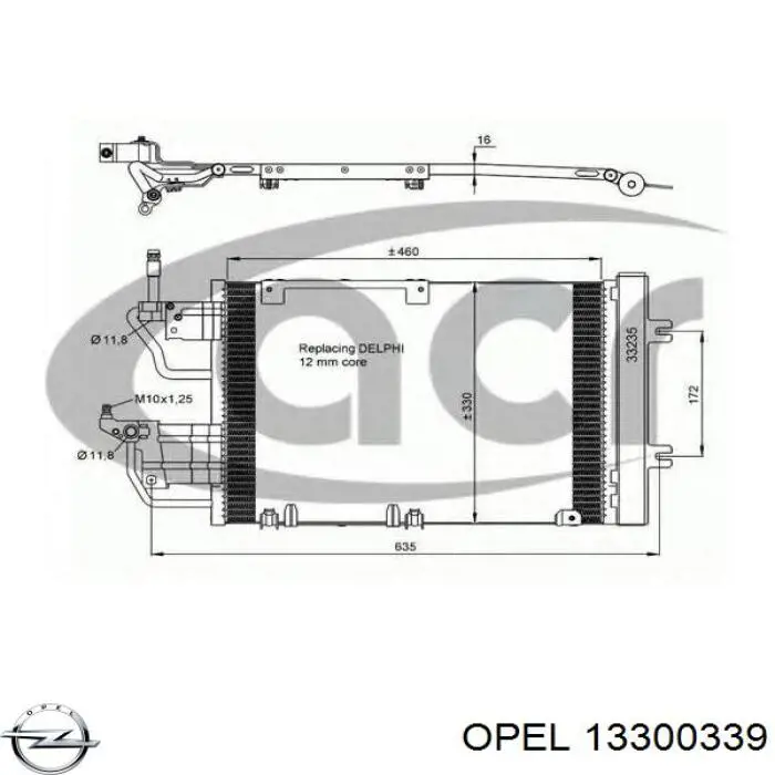 Конденсатор кондиціонера Opel 13300339 ціна, від 88.98 USD