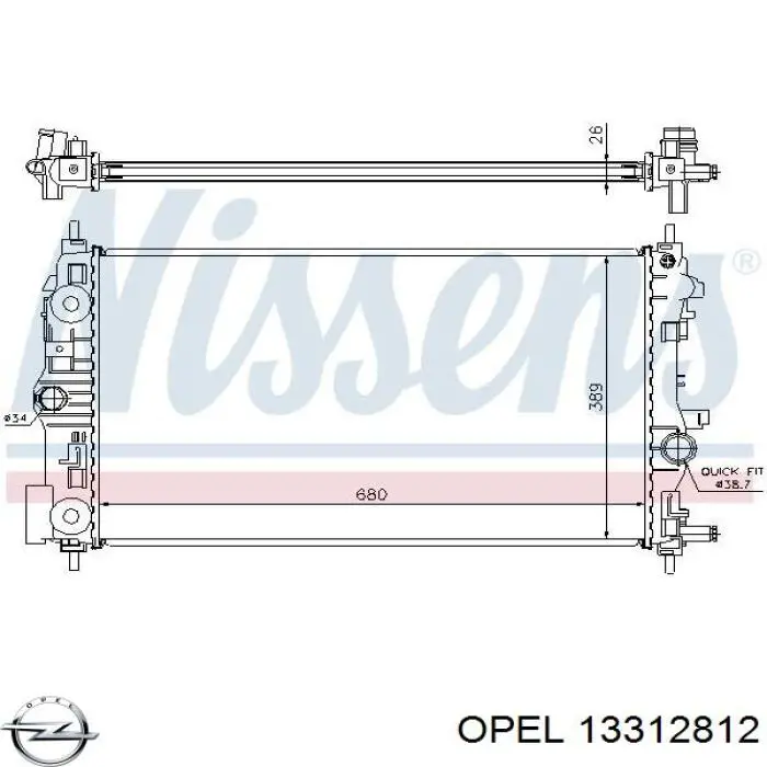 Купити 13312812 Opel Радіатор двигуна