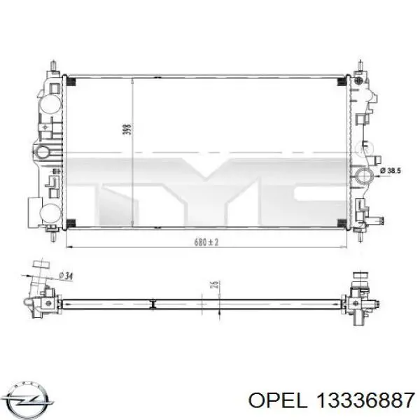 Радіатор охолодження двигуна 13336887 Opel