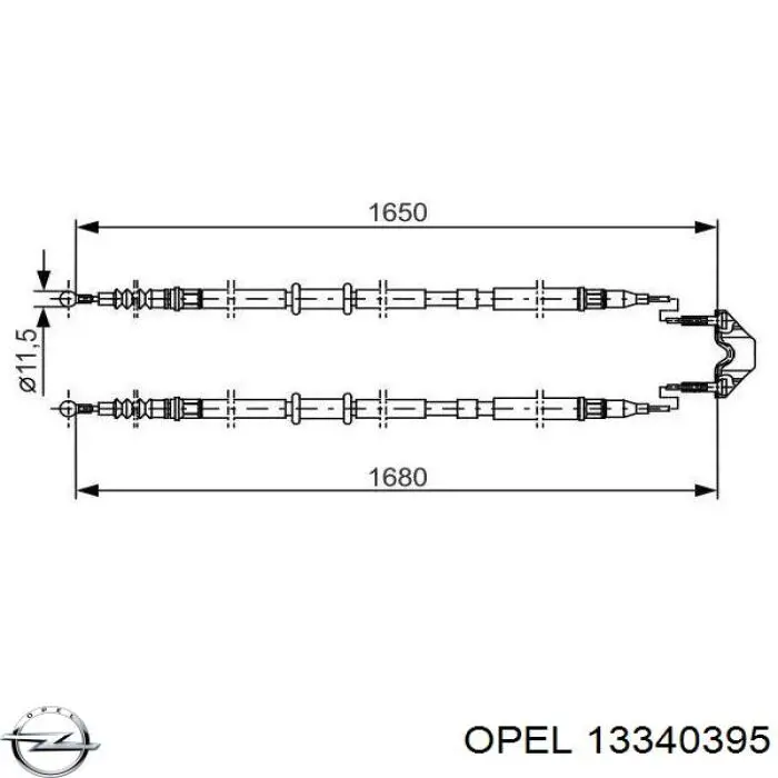 Трос ручного гальма задній, правий/лівий 13340395 Opel