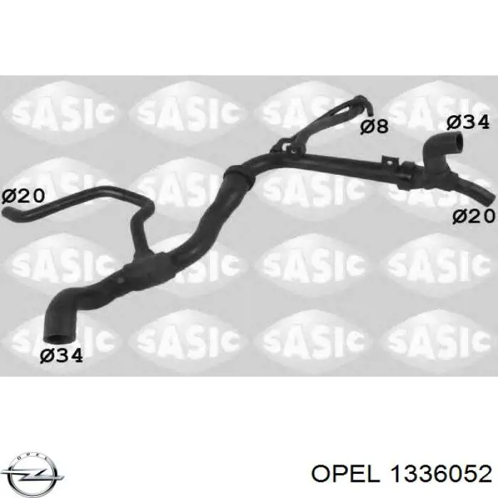 Шланг/патрубок радіатора охолодження, нижній 1336052 Opel